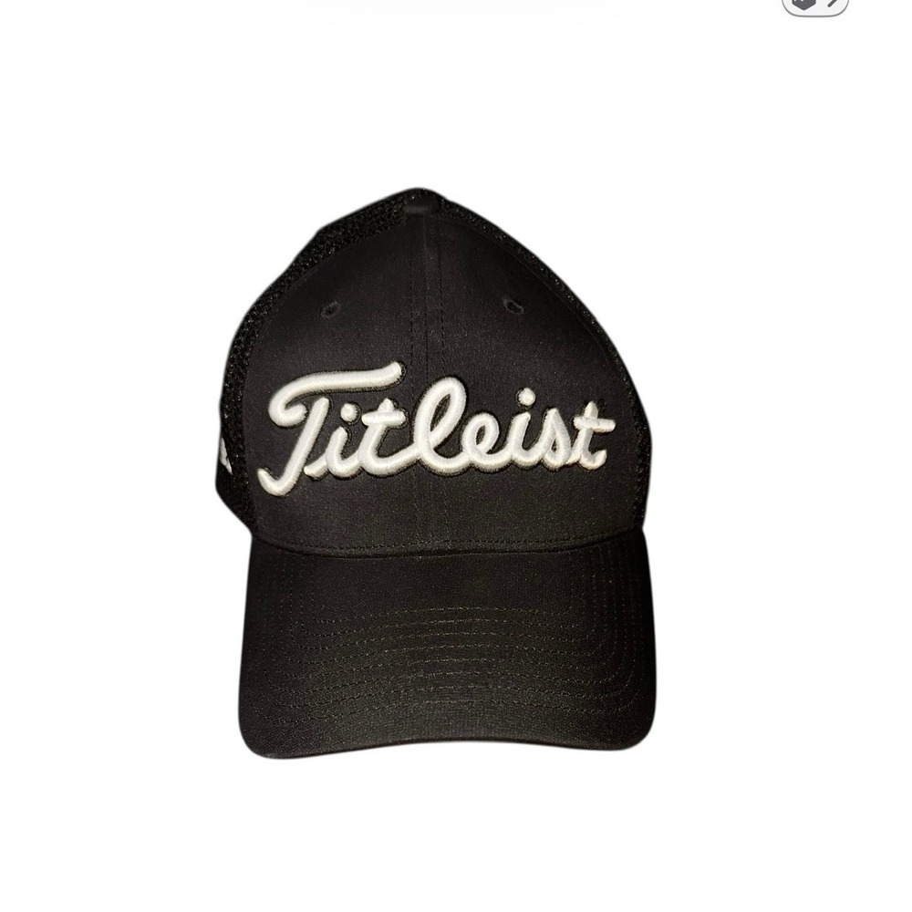 Titleist FJ Mens Fit Hat Black Pro V1 Men Black Half Mesh Cap Golf
